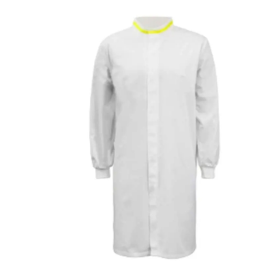 Picture of WorkCraft, Food Industry Long Length Dustcoat with Mandarin Collar, Contrast Trims on Chest, Long Sleeve